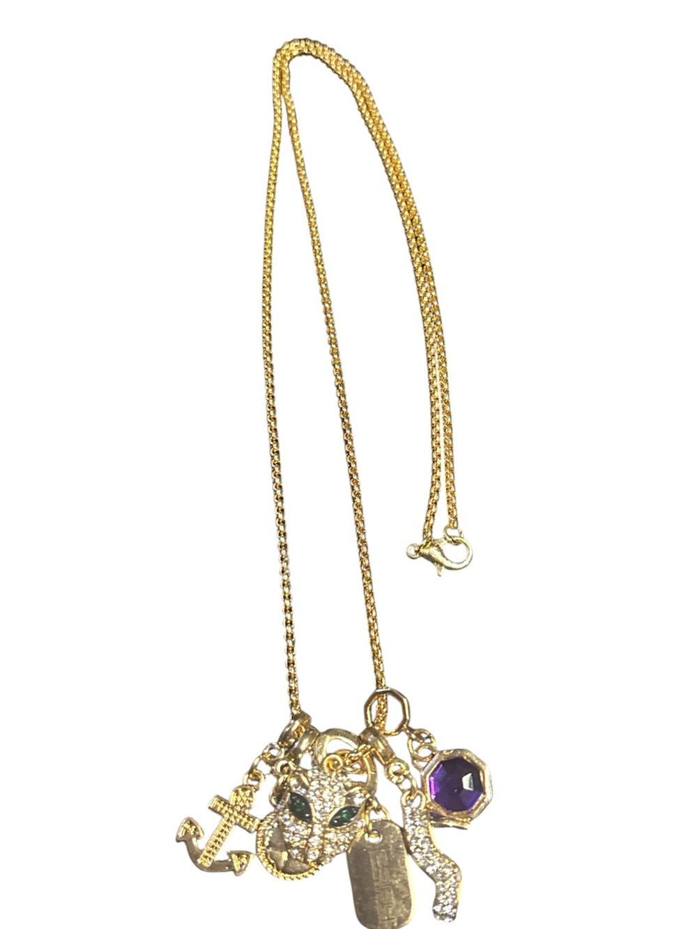 EFFY gold tone metal long necklace with 6 charms